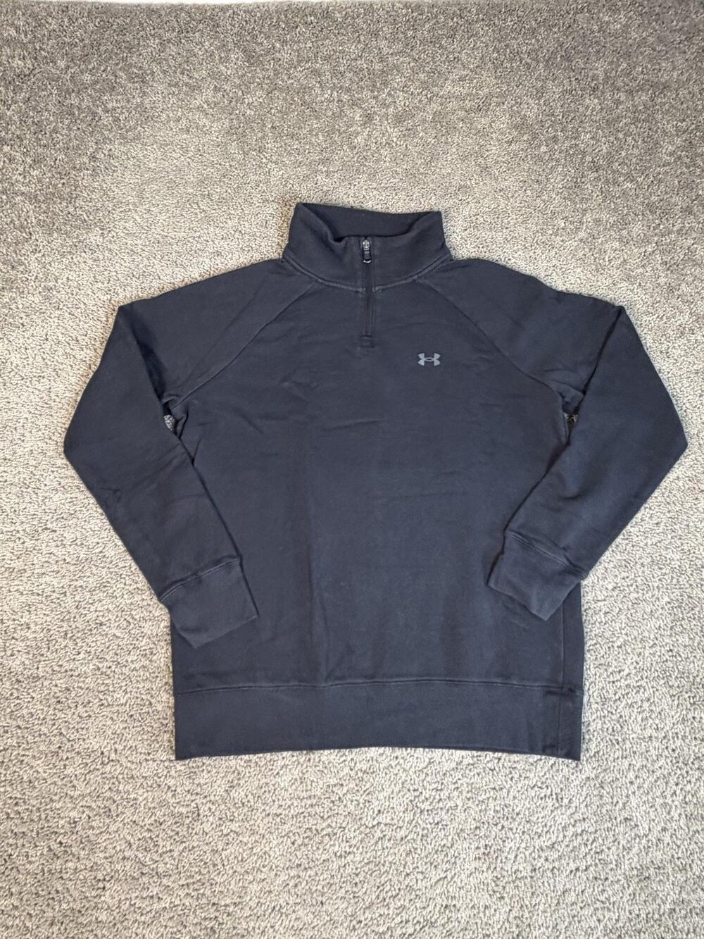 Under Armour Sweatshirt Womens M Black HeatGear 1/4 Zip Pullover Mock Neck